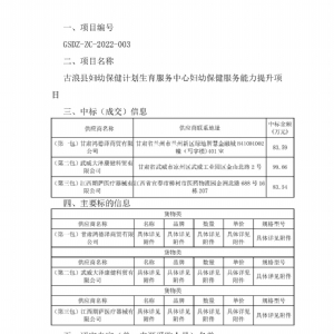 古浪縣婦幼保健計劃生育服務(wù)中心婦幼保健服務(wù)能力提升項目中標(biāo)公告